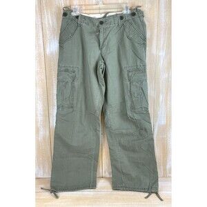 Vintage Y2K Abercrombie & Fitch Low Rise Army Green Cargo Paratrooper Pants Sz 6